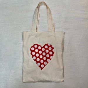 Hand Crafted Tote Bag with Heart Cut Out